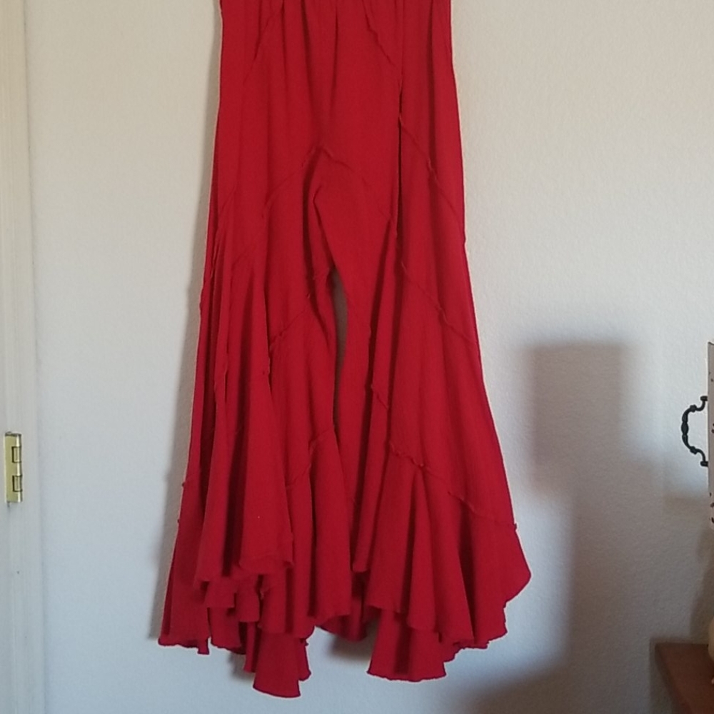 Red flare salsa pants